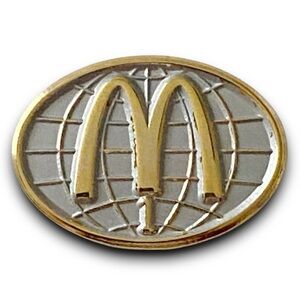 McDonald’s Pin 1 Year Service Anniversary Award Gold & Silver Globe Lapel PIn